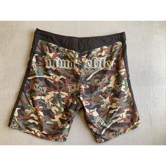 MMA Elite Black Camo Shorts Sz 2XL XXL Hook and Loop Drawstring Boxing Fighting - Picture 8 of 13